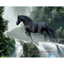 Полностью 5D DIY квадратная Алмазная Картина Вышивка крестом-водопад лошадь-3d круглая вышивка мозаика Смола домашний Декор подарок WW-11512 2024 - купить недорого