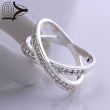 Wholesale Silver-plated Ring,Silver Fashion Jewelry,Women&Men Gift Round Crystal Stone Cross Silver Finger Rings 2024 - buy cheap
