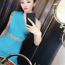 Leger Babe 2018 Hollow Out Bandage Dress New Designer Women Dresses One Shoulder Pleated Cocktail Celebrity Party Club Vestidos 2024 - buy cheap