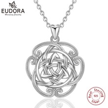 EUDORA 925 Sterling Silver Luxury irish triquetra Celtics Flower Pendant Necklace For Women Birthday Gifts Fine Jewelry CYD301 2024 - buy cheap