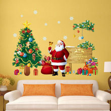 Плоские настенные наклейки Санта Клаус рождественские настенные наклейки Съемный художественный Декор на окно и стены 2024 - купить недорого