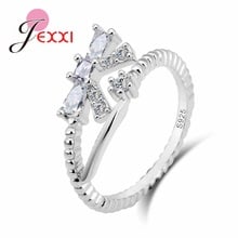 Romantic Bowknot Shape Fashion 925 Sterling Silver Ring For Women Girls Party Gift Austrian Crystal Engagement Rings Lady 2024 - buy cheap