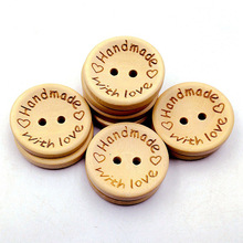 100PCS/lot Natural Color Wooden Buttons handmade love Letter wood button craft DIY baby apparel accessories 2024 - buy cheap
