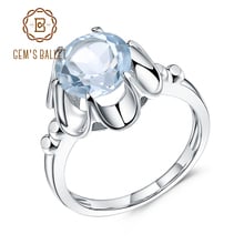 Женское кольцо gemb's BALLET 2.01Ct, кольцо из серебра 925 пробы с натуральным небесно-синим топазом, обручальные кольца с драгоценными камнями 2023 - купить недорого
