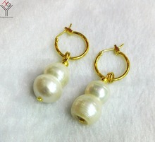 5 pairs / lot women Jewelry Earrings 12x20mm white pearl calabash dangle earring Natural Freshwater pearl 2024 - buy cheap