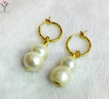 5 par/lote, pendientes de joyería para mujer, 12x20mm, Perla blanca, pendiente colgante de calabaza, Perla Natural de agua dulce 2024 - compra barato