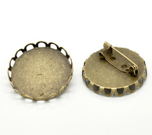 Брошки из античной бронзы DoreenBeads, круглые с кабошоном, с настройками (подходит для 25 мм), 27 мм (1 1/8 дюйма) x 27 мм (1 1/8 дюйма), 2 шт. 2024 - купить недорого