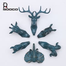 Roogo Hanger Key Holder Wall Deer Head Room Decoration Wall Hook Bronze Annimal Wall Coat Rack Resin Home Decoration Accessories 2024 - buy cheap