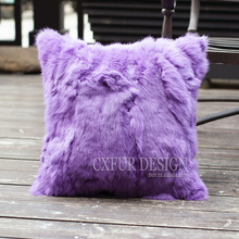 CX-D-17R Patchwork Handmade Plain Dyed Latest Real Rabbit Fur Pillows 2024 - buy cheap