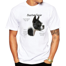 Los hombres de Boston Terriers de diseño de camiseta de manga corta Tops de cuello redondo Camiseta estampado de esqueleto T camisas 2024 - compra barato