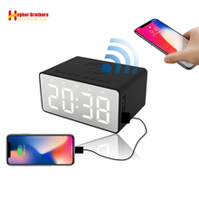 Hot Wireless Charging 5.0 Bluetooth Speaker Alarm Clock HD Mirror Digital LED Alarm Clock Charging Three-in-one Clock Speaker 2024 - buy cheap
