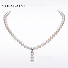 YIKALAISI-collar de perlas de agua dulce 925 Natural para mujer, de plata de ley 100%, joyería de perlas de 7-8mm, Gargantilla 2024 - compra barato