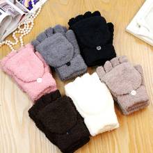 Winter Warm Knitted Gloves Men Women Fingerless Glove Half Finger Flip Mitten Gloves 5Colors 2024 - buy cheap