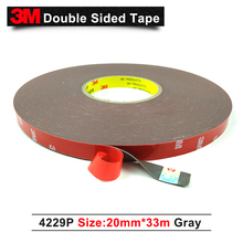 3M 4229P Auto double sided adhesive foam acrylic tape 20mm*33M*0.8mm thickness/grey color Pressure sensitive adhesive tape 5pcs 2024 - купить недорого