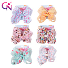 Large 8" Flamingo Hair Bow With Clip For Girls Kids Handmade Boutique Printed Ribbon Knot Donut Bows Hairgrips Hair Accessories 2024 - buy cheap