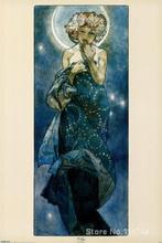 Office art The Moon by Alphonse Mucha Canvas oil Painting High quality Hand painted 2024 - buy cheap