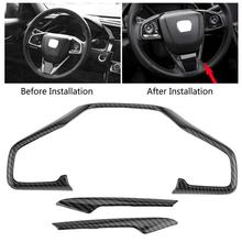 3pcs Carbon Fiber Style Car Steering Wheel Frame Cover Trim Stickers Fit for Honda Civic 10th 2016 2017 2018 2024 - buy cheap