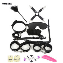 12PCS BDSM Sex Bondage Set HandCuffs Collars Whip Rope Sex Toys For Couples Women Gay Nipple Clamps Vibrator Anal Butt Plug Tail 2024 - buy cheap