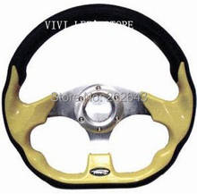 yellow performance racing Steering wheel with pu or pvc leather steeting wheel car auto  13''320mm vw passat b6 steering-wheel 2024 - купить недорого