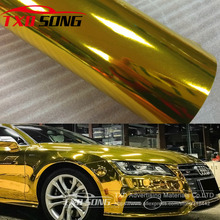 Premium High stretchable Waterproof UV Protected gold Chrome Mirror Vinyl Wrap Sheet Roll Film Car Sticker Decal Sheet 2024 - compre barato