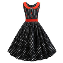 Black Polka Dot Printed Vintage Dress Women 2020 Summer Retro 50s 60s Pin Up Rockabilly Party Dress Robe Vestidos Plus Size 2024 - buy cheap