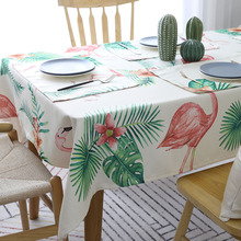 Cotton Table Cloth Plants Flamingos Pastoral Tablecloths Table Cover American Style Rectangular Tablecloth Toalha De Mesa 2024 - buy cheap