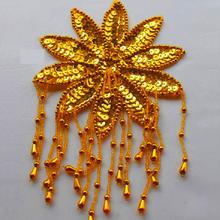 YACKALASI 10 Pieces/Lot Gold And Silver Sequined Flower Patches 3D Headwear Hair Accessories Beaded Applique 13*12CM 2024 - buy cheap