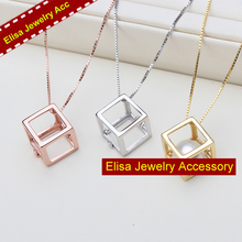 S925 Sterling Silver Cube Design Pendant Holder Handmade Women DIY Pearl Pendant Findings Cubic Pendant Cages 5Pcs/Lot 2024 - buy cheap