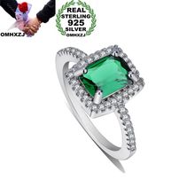 OMHXZJ Wholesale European Fashion Woman Man Party Wedding Gift Colorful Rectangle AAA Zircon 925 Sterling Silver Ring RR31 2024 - buy cheap