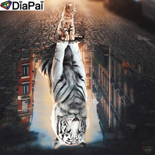 DiaPai 5D DIY Diamond Painting 100% Full Square/Round Drill "Animal cat tiger" Diamond Embroidery Cross Stitch 3D Decor A18564 2024 - buy cheap