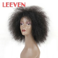 Leeven Afro Kinky Straight Wig Synthetic Hair Extension Short Wigs For Black Women High Temperature Fiber 6inch 100g 8 colors 2024 - buy cheap