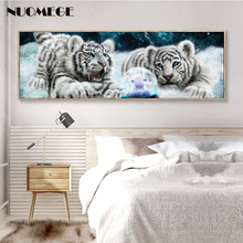 Pinturas grandes de estilo nórdico para pared de salón, pintura en lienzo de Tigre, cuadro decorativo para dormitorio, póster e impresiones 2024 - compra barato