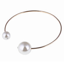 Gold Color Metal Opening Double Imitation Pearl Charms Necklace For  Women Girl Bar Party Choker Neckalce Jewelry Collier 2024 - buy cheap