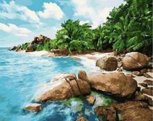 summer Coast DIY Oil Painting by Numbers on Canvas with Frame Coloring by Numbers Pictures Drawing Home Decor 2024 - buy cheap