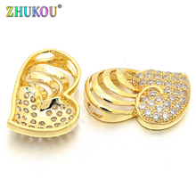 12*19mm Brass Cubic Zirconia Love Heart Charms Pendants for DIY Jewelry Findings Accessories, Model: VD133 2024 - buy cheap