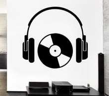 Hip Hop Style Headphone Music Series Wall Sticker Vinyl Cool Rock Headphone With CD Art Design Wall Mural Decal Art Poster Y-812 2024 - buy cheap