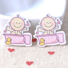 Sem furos rosa adorável bebê pintado botões de madeira decorativos para scrapbooking craft 50 pçs 33x35mm mt0221 2024 - compre barato