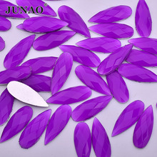 JUNAO 8*22 мм фиолетовые самоклеящиеся стразы, камни с плоским основанием, каплевидные камни, полимерная аппликация из страз для рукоделия, изделия для одежды 2024 - купить недорого