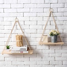 Nordic Simple Solid Wood Wall Decoration Sling Rope Rack Flower Pot Storage Rack Nordic Wall Hanging Board Hanging Ornaments 2024 - buy cheap