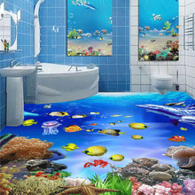 Custom Mural Wallpaper 3D Stereoscopic Floor Stickers SeaWorld Bathroom 3D Mural Wear Non-slip PVC Self-adhesive Floor Wallpaper 2024 - buy cheap