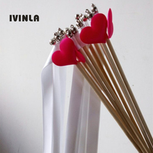 Hot selling 50pcs/lot White wedding wands with red heart for wedding decoration 2024 - buy cheap