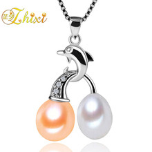 Fine JEWELRY,Natural Pearl Pendant,Drop,9-10mm,Natural Freshwater Pearl, Unique Gift For Ladies,Free Shipping[Dolphin] 2024 - buy cheap