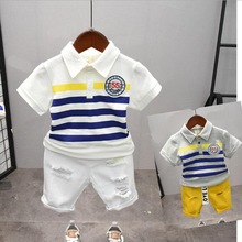 Crianças roupas de verão bebê meninos roupas camisa + shorts roupa dos miúdos meninos esporte terno da criança meninos conjuntos 2-7year 2024 - compre barato