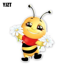 YJZT 14CM*18.2CM A Happy Little Bee PVC Originality Car Sticker Decal 12-300560 2024 - buy cheap