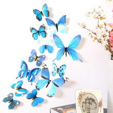 12 шт. ПВХ 3d бабочка Настенный декор милые бабочки настенные художественные наклейки переводки украшение для дома комнаты стены искусства стикер # sw 2024 - купить недорого