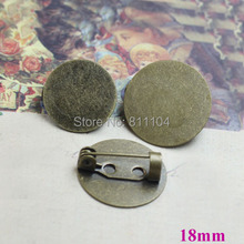 18mm Antique Bronze tone Blank Flat Circle Bezel Tray Cabochon Brooch Bases Clip Back Pins Brooches Settings Findings 2024 - buy cheap