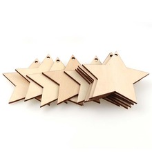 10Pcs 8cm Pentagram Wood Chip For Handmade DIY Craft With One Hole Wood Chips Decorative Wooden Graffiti Pendant 2024 - buy cheap