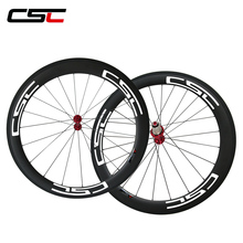 CSC-ruedas de bicicleta de fibra de carbono, 700C, 23mm de ancho, 60mm, Clincher, con buje Powerway R13 2024 - compra barato