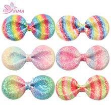 XIMA 6pcs/lot 4inch Girls Glitter Leather Hair Bows Hair Clip Girls Giltter Bows Hairpins for Party Hair Accessories 2024 - buy cheap