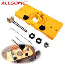 ALLSOME-Plantilla de taladro para agujeros, guía Forstner para puerta, herramientas de trabajo con madera para carpintero, 35mm 2024 - compra barato